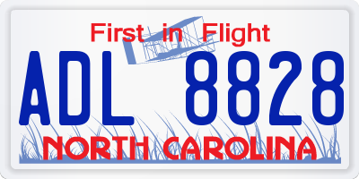 NC license plate ADL8828