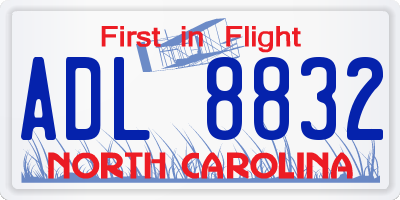 NC license plate ADL8832