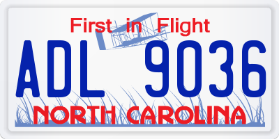 NC license plate ADL9036