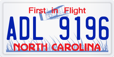 NC license plate ADL9196