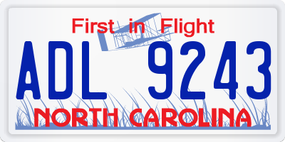NC license plate ADL9243