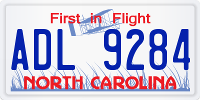 NC license plate ADL9284