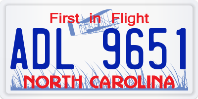 NC license plate ADL9651
