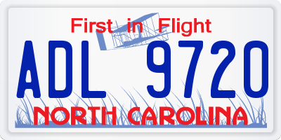 NC license plate ADL9720