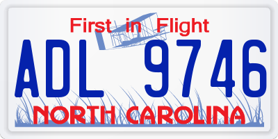 NC license plate ADL9746