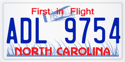 NC license plate ADL9754
