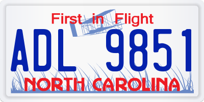 NC license plate ADL9851