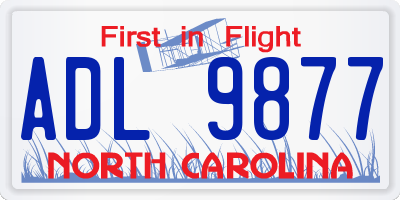 NC license plate ADL9877