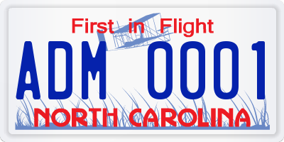 NC license plate ADM0001