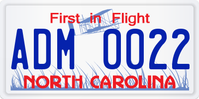 NC license plate ADM0022