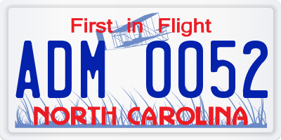 NC license plate ADM0052