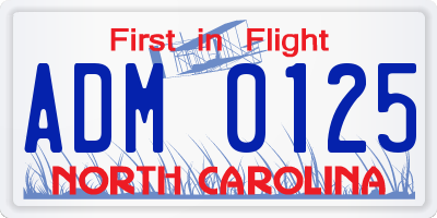 NC license plate ADM0125