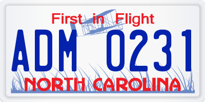 NC license plate ADM0231