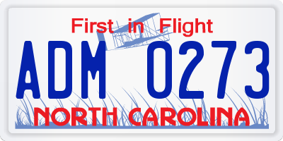 NC license plate ADM0273
