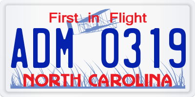 NC license plate ADM0319