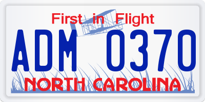 NC license plate ADM0370