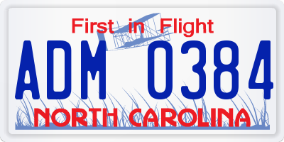 NC license plate ADM0384