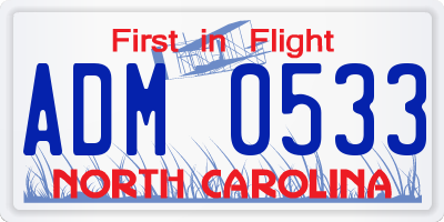 NC license plate ADM0533