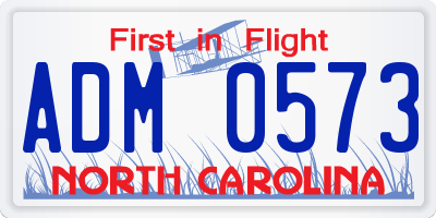 NC license plate ADM0573