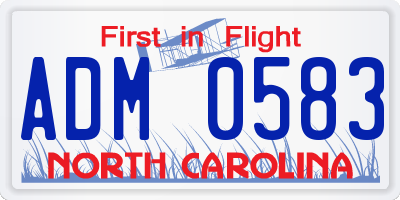 NC license plate ADM0583