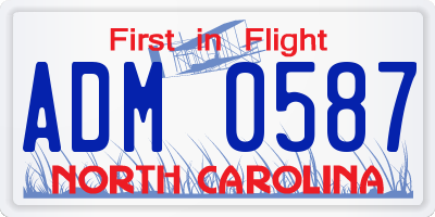 NC license plate ADM0587