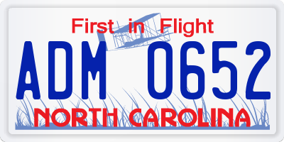 NC license plate ADM0652