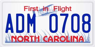 NC license plate ADM0708