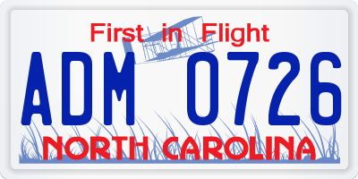 NC license plate ADM0726