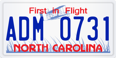 NC license plate ADM0731