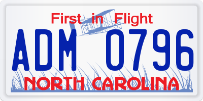 NC license plate ADM0796