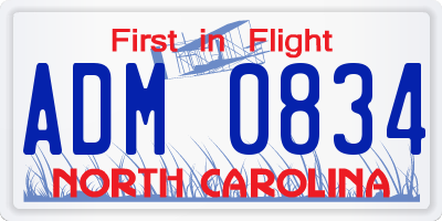 NC license plate ADM0834