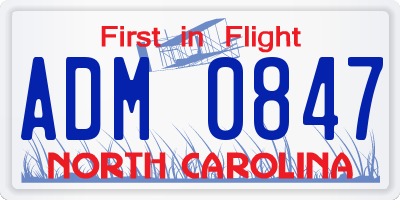 NC license plate ADM0847