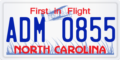 NC license plate ADM0855