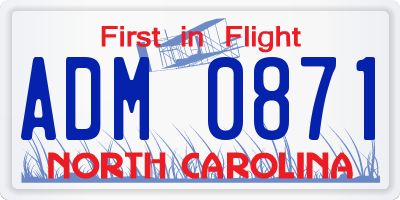 NC license plate ADM0871