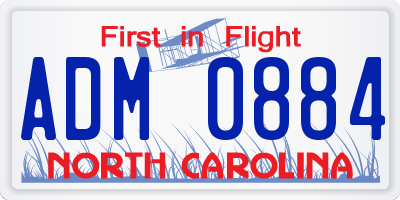 NC license plate ADM0884