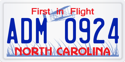 NC license plate ADM0924