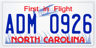 NC license plate ADM0926