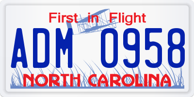 NC license plate ADM0958