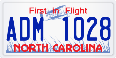 NC license plate ADM1028