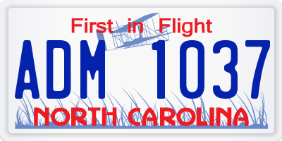 NC license plate ADM1037