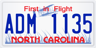 NC license plate ADM1135
