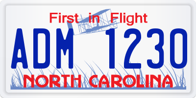 NC license plate ADM1230