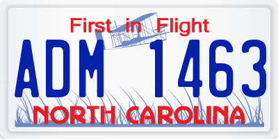 NC license plate ADM1463
