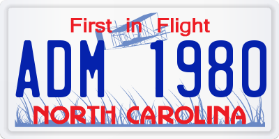 NC license plate ADM1980