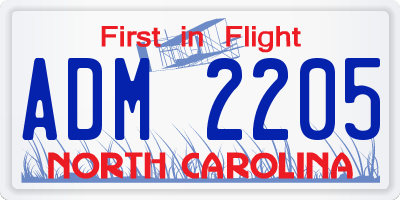 NC license plate ADM2205