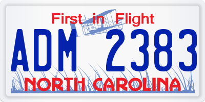 NC license plate ADM2383