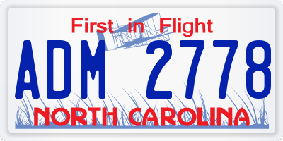 NC license plate ADM2778