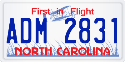 NC license plate ADM2831
