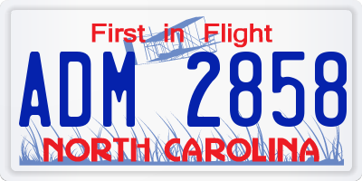 NC license plate ADM2858