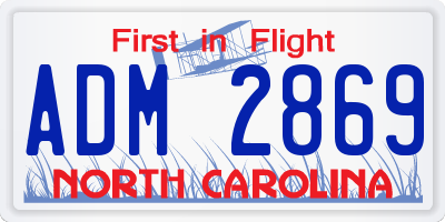 NC license plate ADM2869